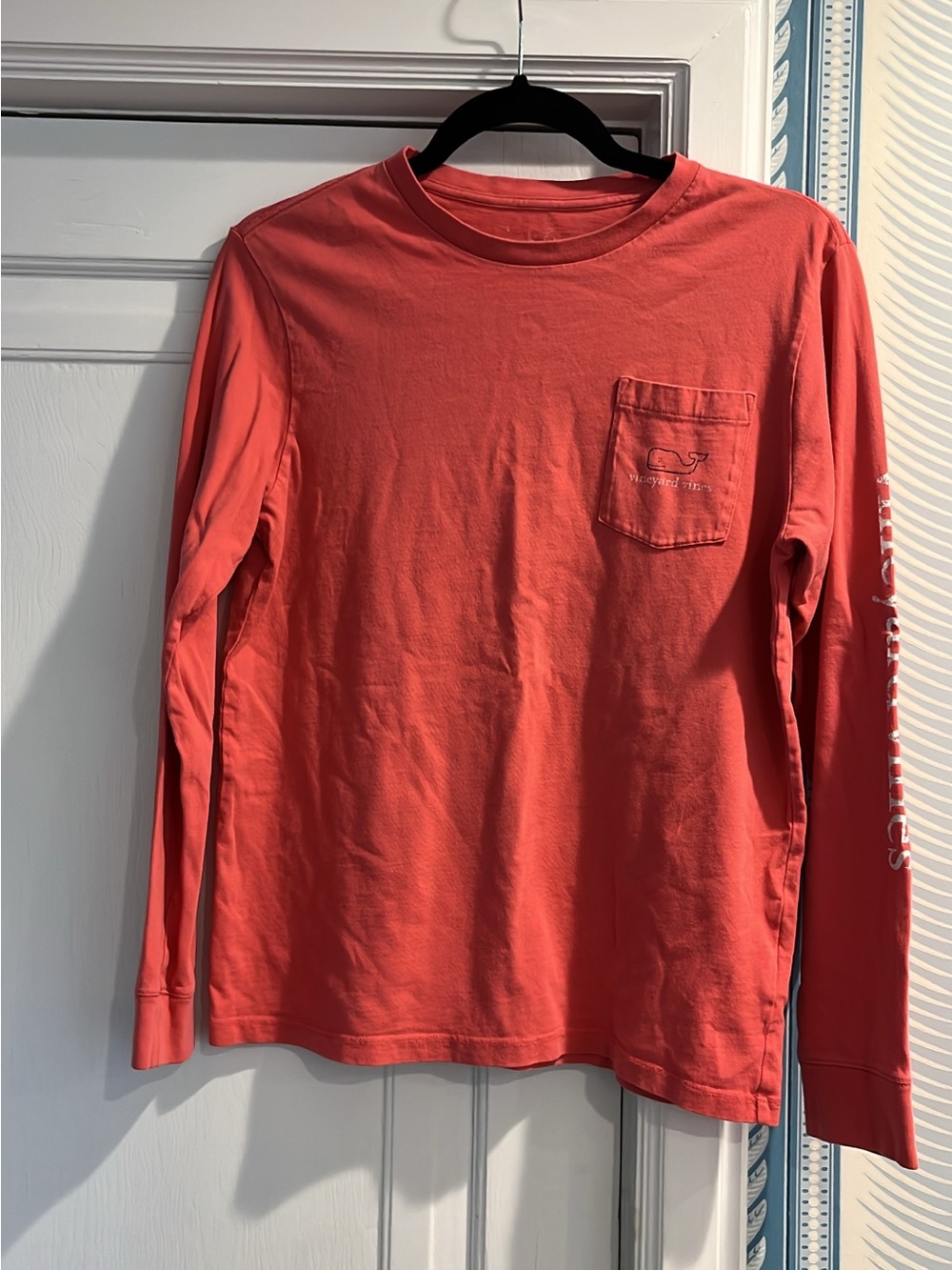Vineyard Vines Coral Long-Sleeve Pocket Tee
